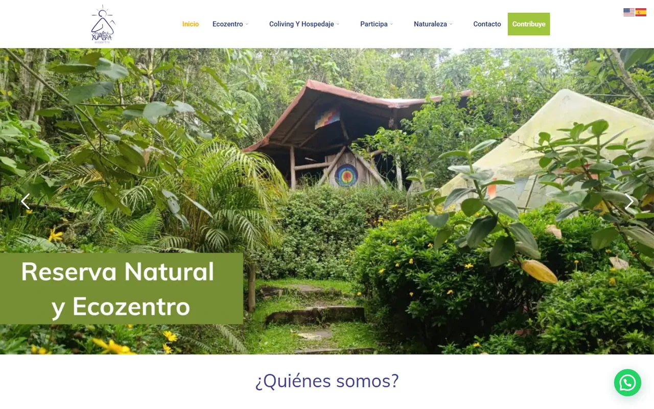 Captura del sitio web de Madre Kumbra: Reserva Natural y Ecozentro